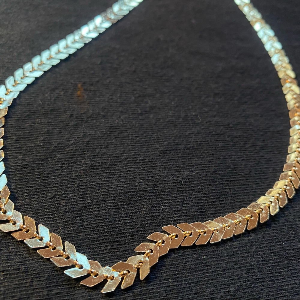 Golden Plated Chevron Necklace with Lobster Clasp